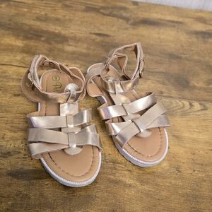 3/$15 Petalia Rose Gold Toddler Girls Strappy Sandals Size 9